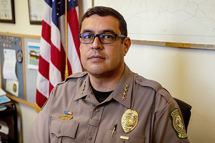 Since taking the position in 2016, Navajo Chief of Police Phillip Francisco has been a vocal advocate for upgrades in the department, which has 200 employees and dilapidated facilities. (Photo by Beth Wallis/News21)