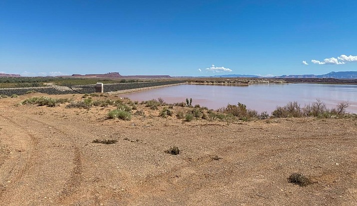 Many Farms Lake and the Diversion Dam after the recent rainfall from the monsoon season on the Navajo Nation. (Photo courtesy of Navajo Nation Council)