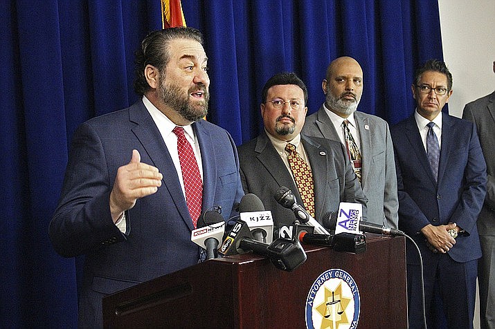 In this Jan. 7, 2020 photo Arizona Attorney General Mark Brnovich speaks at a news conference in Phoenix. (Bob Christie/AP, File)