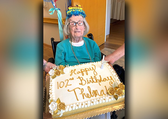 Longtime Williams resident Thelma Kelley, who now lives at The Peaks in Flagstaff, celebrated her 102nd birthday Oct. 14. In celebration, friends and family visited from near and far. (Connie Hiemenz/WGCN)