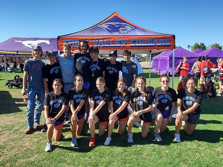 The Chino Valley boys and girls cross-country team take a photo together after placing sixth and 22nd at the Division III state meet on Saturday, Nov. 13, 2021, in Cave Creek. (Marc Metz/Courtesy)