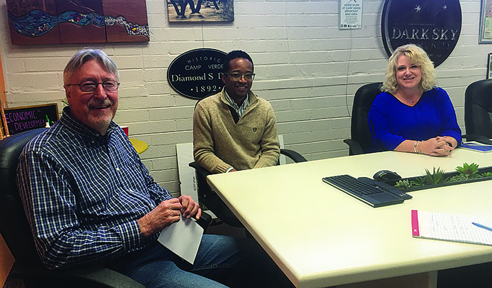 Steve Ayers, left, is the long-time Camp Verde Economic Development Department director and Sean Brooks and Chrisi Clark, economic development specialists, started Nov. 1, 2021. (Vyto Starinskas/Independent)