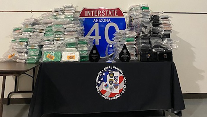 Kingman police seized nearly 935 pounds of cocaine after a traffic stop on a commercial vehicle on Interstate 40 on Saturday, Nov. 20. (KPD photo)