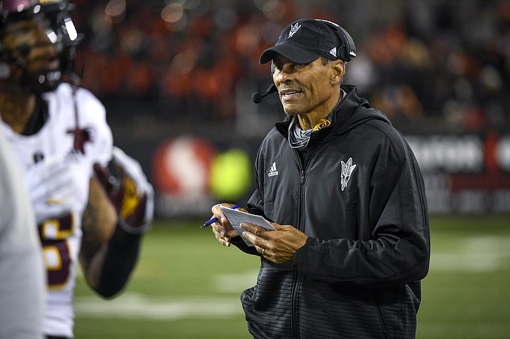 Arizona State head coach Herm Edwards watches his team during the third quarter against Oregon State, Saturday, Nov. 20, 2021, in Corvallis, Ore. (Andy Nelson/AP)