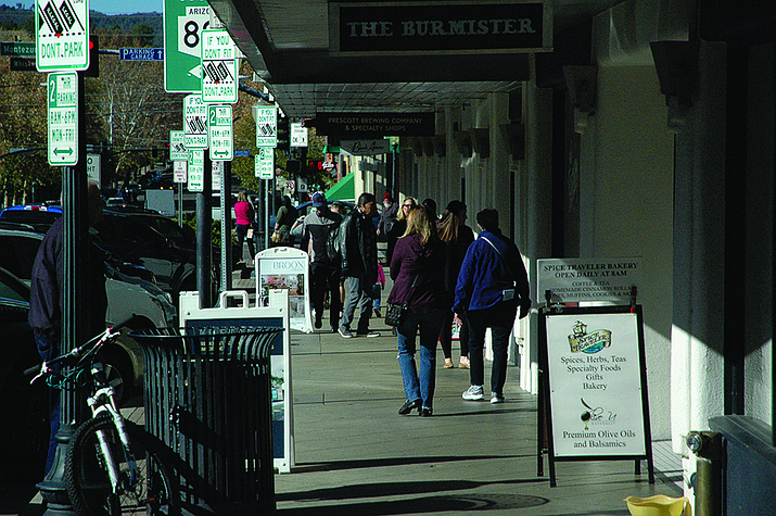Shoppers along Gurley Street in Prescott on Black Friday.