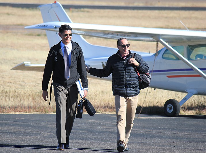 On Veteran’s Day 2021, Nicholas with his Atlas International Aviation flight examiner Bill Scott after earning his pilot’s license. (Atlas International Aviation/Courtesy)