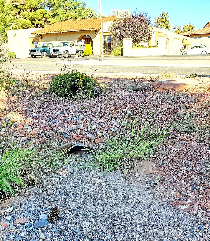 The Arizona Department of Transportation will work with RRREMD to clear drainage on the southwest corner of Bell Rock Blvd. and State Route 179, and hydro-vacuum the plugged pipe culvert that goes under Bell Rock Blvd. by June 2022. (BP Council/Courtesy)