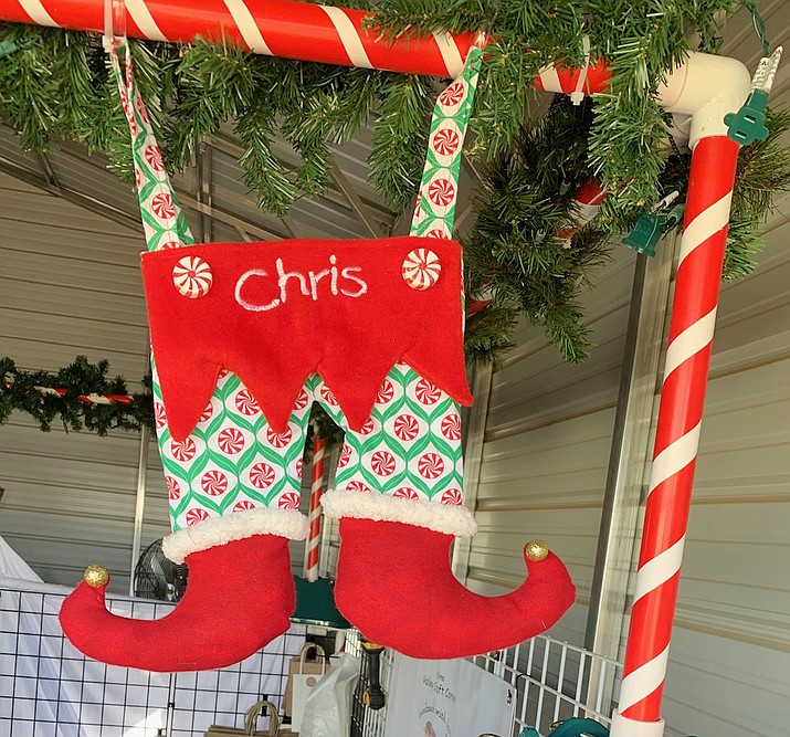 One of the Jingle Bash & Holiday Market vendors, Bonnie Davis, makes stockings that look like elf pants. (Courtesy photo)