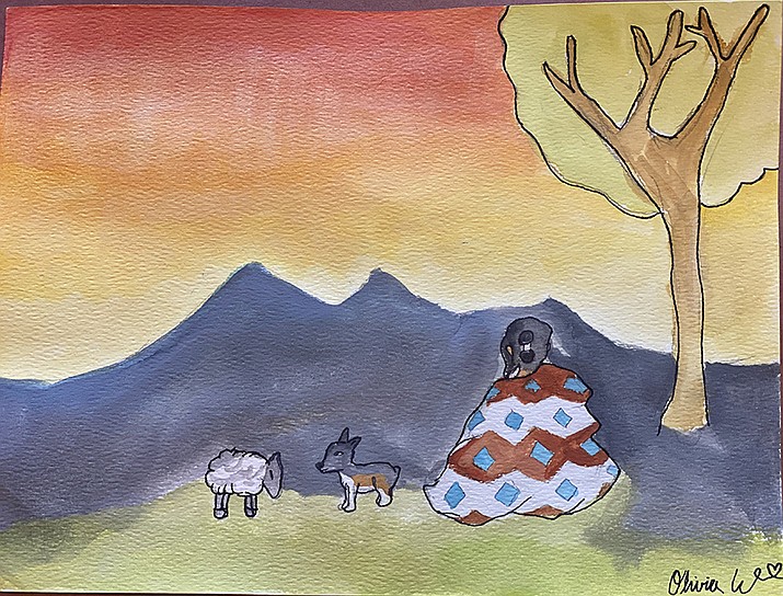 Olivia Gabrielle Walters (Diné) won the Youth Fine Art division in the Museum of Northern Arizona's Junior Indigenous Art Exhibition and Competition for her work titled 'Watching the Sunset'. She is 10 years old. See more youth artwork on page 3.  (Photo/Museum of Northern Arizona)