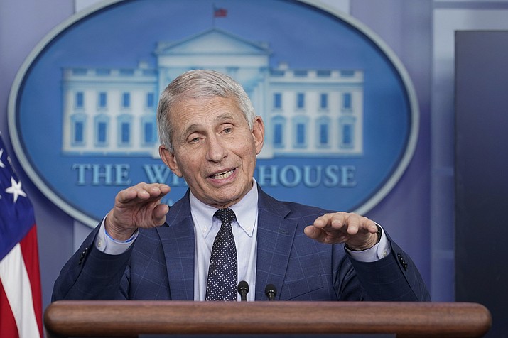 Dr. Anthony Fauci, director of the National Institute of Allergy and Infectious Diseases, speaks during the daily briefing at the White House in Washington, Wednesday, Dec. 1, 2021. (Susan Walsh/AP)