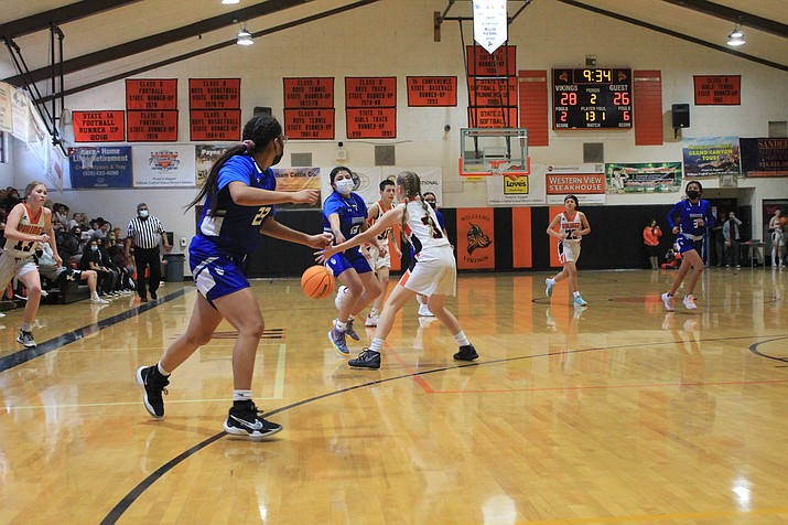 The Hopi Lady Bruins face the Williams Vikings Dec. 2 during the 24th annual Route 66 Holiday Basketball Classic in Williams, Arizona. (Wendy Howell/NHO)