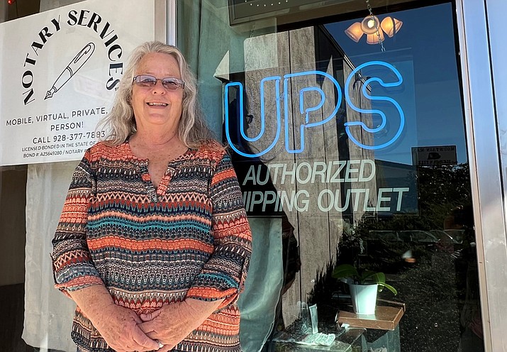 Connie Telfer opened a notary service and UPS shipping outlet earlier this year. The store is located along Historic Route 66 in Williams. (Loretta McKenney/WGCN)