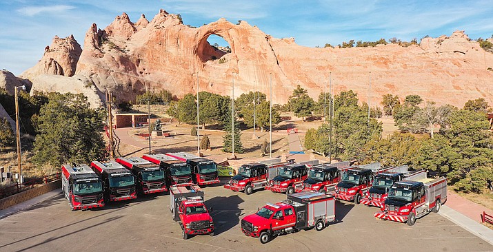 A new fleet of fire trucks and rescue vehicles was unveiled Dec. 13 in Window Rock, Arizona. (Photo/Office of the President and Vice President)