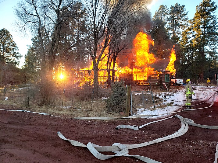 Ponderosa Fire Department, along with mutual aid partners responded to a house fire in Parks, Arizona, Dec. 15. (Photo/Ponderosa Fire Department)