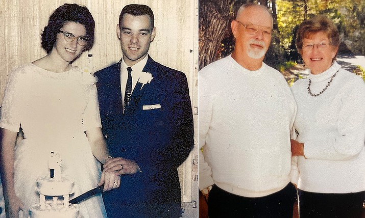 Robert and Charlene met in 1944 at the age of 5 (their fathers worked together at the Long Beach Naval Shipyard). Seventeen years later, on Jan. 5, 1962, they were married at the Gretna Green Wedding Chapel in Downey California. The couple is shown then and now. (Courtesy photos)