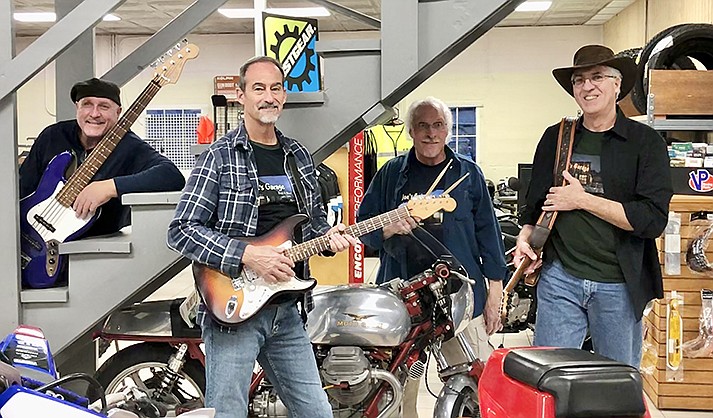 Joe’s Garage consists of Joe Newnam - percussion, acoustic guitar, and lead and harmony vocals;  Alan Williams - lead guitar; Lincoln Thomasson – bass,; and Ken Simeral - electric and acoustic guitars and lead and harmony vocals. They play rock, pop, and blues music. (Photo credit?)