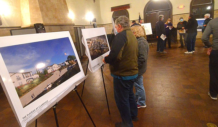 People attended a meeting of the Clarkdale Design Review Board Jan. 5, 2022, to look at the current proposal of a 52-unit apartment complex. (Verde Independent/Vyto Starinskas)