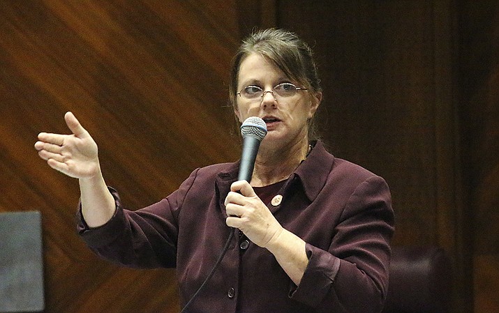Sen. Kelly Townsend, R-Mesa, shown here in May, 2021, will head the Arizona Legislature committee that handles election issues when the governing body reconvenes in Phoenix Monday. (Bob Christie/AP)