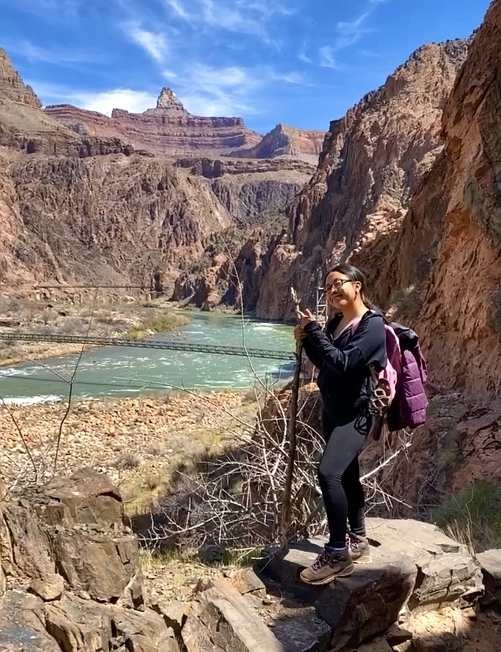 A photo I took of my girlfriend Stefani at the bottom of the Grand Canyon near the Colorado River in March of 2021. (Aaron Valdez/Courier)