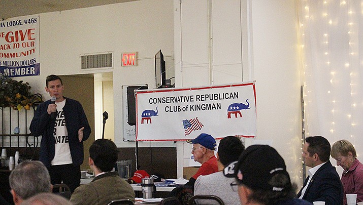 Republican U.S. Senate hopeful Blake Maters of Tucson was a guest speaker at the Tuesday, Jan. 11 meeting of the Conservative Republican Club of Kingman. (Photo by MacKenzie Dexter/Kingman Miner)