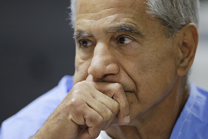 Sirhan Sirhan reacts during a parole hearing on Feb. 10, 2016, at the Richard J. Donovan Correctional Facility in San Diego. California Gov. Gavin Newsom on Thursday, Jan. 13, 2022, rejected releasing Robert F. Kennedy's assassin from prison more than a half-century after the 1968 slaying left a deep wound during one of America’s darkest times. (Gregory Bull, Pool, AP File)