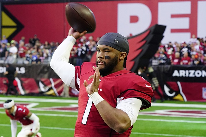 Arizona Cardinals quarterback Kyler Murray warms up prior to a game against the Seattle Seahawks Sunday, Jan. 9, 2022, in Glendale. (Darryl Webb/AP)