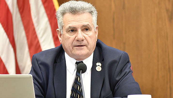Sen. Sonny Borrelli explains Thursday why he supports allowing people to bring guns onto college and university campuses. (Photo by Howard Fischer/For the Miner)
