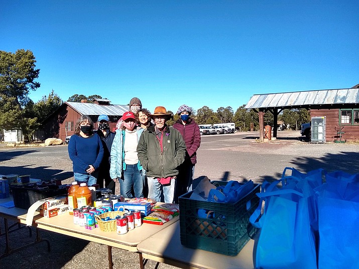 Above: A group of volunteers prepare to help with distribution efforts at Grand Canyon Food Pantry.  The pantry opened in 2017 and is in need of volunteers to help with distribution efforts. They serve between 45-50 people each week. (Photo/Grand Canyon Food Pantry)