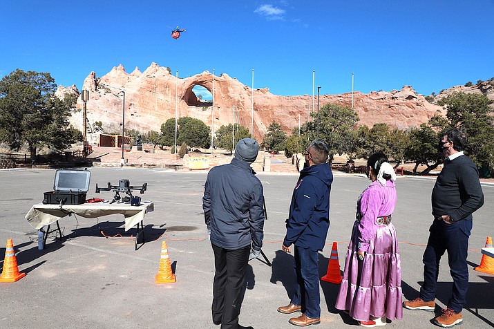 The Navajo Nation welcomed latest drone technology capable of delivering medical supplies to Navajo Nation residents during a Jan. 22 demonstration in Window Rock, Arizona. (Photo courtesy of the Office of the Navajo Nation President and Vice President)