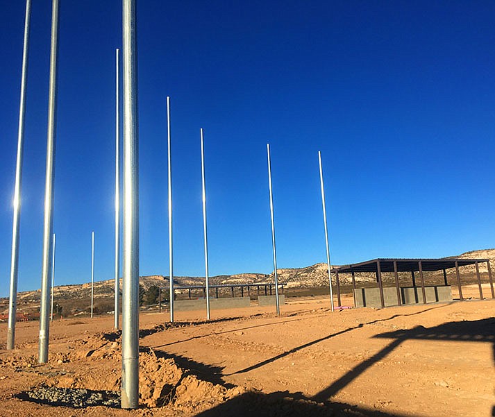 Poles are up for fencing at the playing fields of Camp Verde Sports Complex off State Route 260 at McCracken Lane. (The Verde Independent/Vyto Starinskas)
