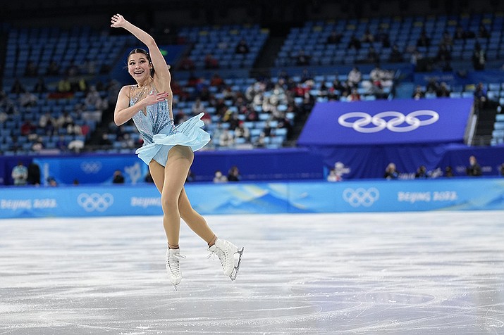 Alysa Liu, of the United States, competes in the women's free skate program during the figure skating competition at the 2022 Winter Olympics, Thursday, Feb. 17, 2022, in Beijing. (Bernat Armangue, AP File)