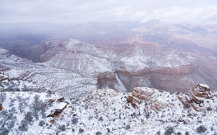 Like many parts of northern Arizona, Grand Canyon National Park received around 4 inches of snow Feb. 23. (Photos/NPS/D. Pawlak)