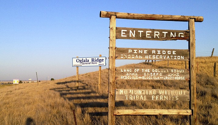 The entrance to the Pine Ridge Indian Reservation in South Dakota, home to the Oglala Sioux tribe. (AP Photo/Kristi Eaton, File)