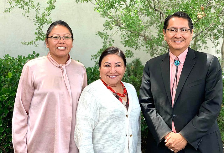 From left: Navajo Department of Health Executive Director Dr. Jill Jim, joins newly appointed IHS Director Roselyn Tso and Navajo Nation President Jonathan Nez in Albuquerque, N.M. in July 2019. (Photo/Office of the Navajo President and Vice President)