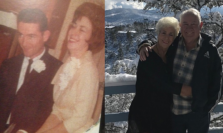 Dick and Topsy Eitel celebrated 57 wonderful years of marriage on March 13, 2022. The couple is shown then and now. (Courtesy photos)