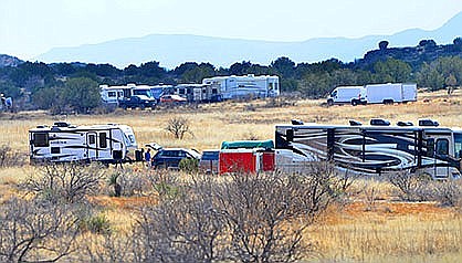Campers were in their rigs on Wednesday, March 17, 2022, off of Forest Road 525 in dispersed camping areas. (The Verde Independent/Vyto Starinskas)