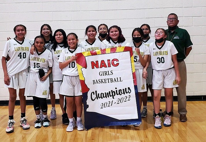 The W2 Lady Braves beat E2 Ganado in NAIC (North American Inspectors Championship) championship game 39-33 March 26. (Photos/TCUSD)