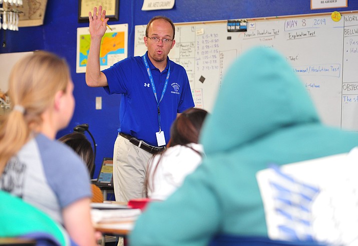Marc Metz teaches his World History class to students at Chino Valley High School Wednesday, May 8, 2019. (Courier file photo)