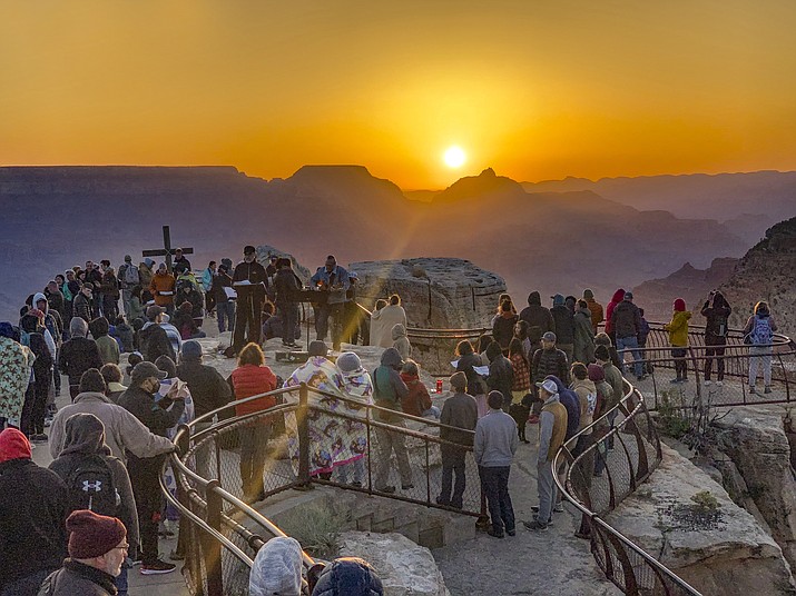 Easter Sunrise Service at Mather Point has been a Grand Canyon tradition for more than 80 years. This year, around 200 people gathered on the South Rim for the service. (Photo/Doug Buniger)