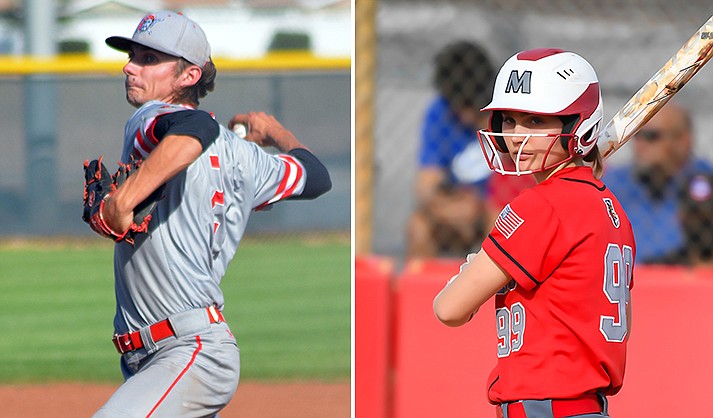Mingus Union High School softball and baseball teams earned spots in the state 4A championship bracket and will play in the first round Saturday. Left, senior Ryan Shamburger (The Verde Independent/Raquel Hendrickson), and right, senior Alexis Ayersman (Photo by Mark Jones)