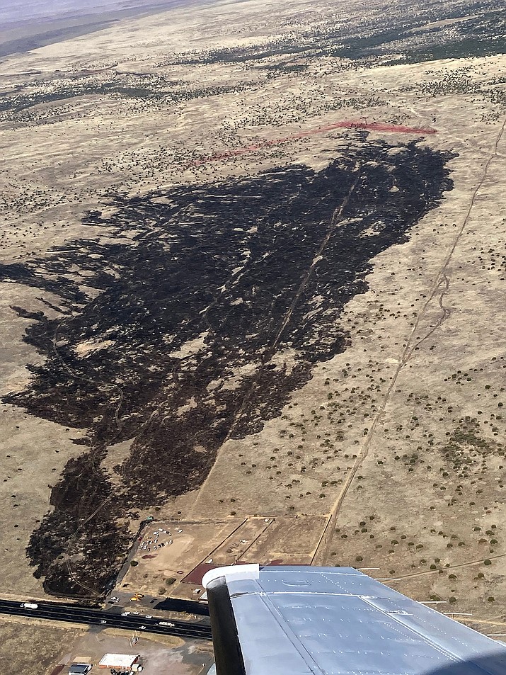 The Antelope Fire grew to approximately 372 acres May 3 as wind spread it across a grassy landscape located 12 miles north of Sunset Crater. (Photo/USFS)