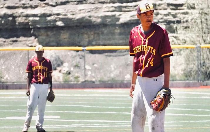 Rehoboth's Kodah Chapman is an 8th grader who plays pitcher for the Lynx. Behind Chapman is older brother Mato, a senior and second baseman on the team. (Photo/Rehoboth Christain School)