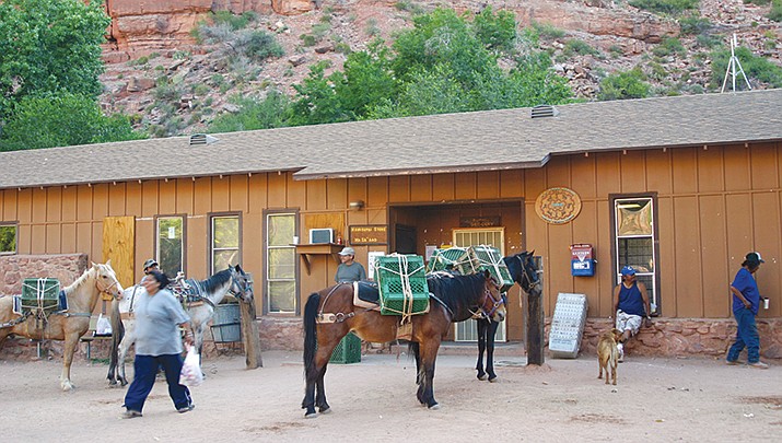 The Havasupai Tribe in the Grand Canyon has extended the closure of its reservation through 2022 due to COVID. The market in Supai is pictured. (Photo by 	Elf, cc-by-sa-3,0, https://bit.ly/391peve)