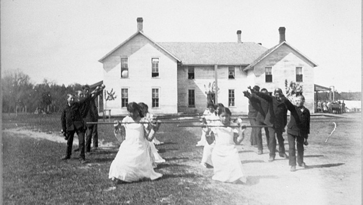 A Native American Boarding School in the 1890s in Minnesota is pictured. (Public domain)
