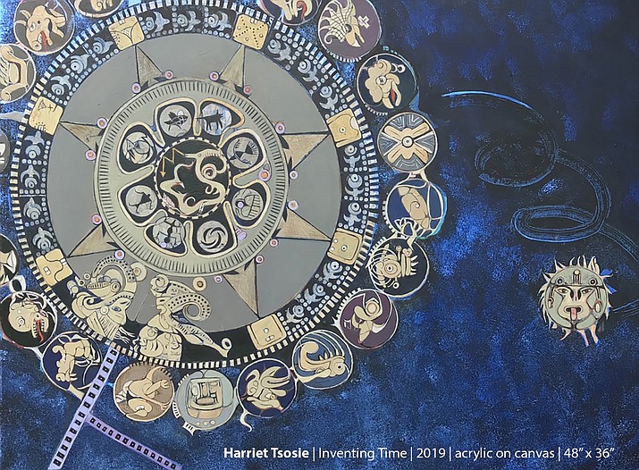 NightVisions exhibition celebrates comet hunter Carolyn Shoemaker and opens at Coconino Center for the Arts in Flagstaff May 21. (Artwork/"Inventing Time, "Harriet Tsosie, 2019)