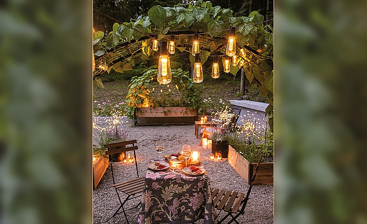 Enjoy an after-dark glow on your patio or deck with retro Edison-bulb solar lights. (Gardeners Supply Company/Courtesy)