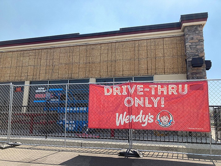 The Prescott Valley Wendy’s restaurant confirmed on May 19, 2022, that its dining room should reopen by May 27, 2022, if not soon thereafter. Improvements have also been made to portions of the Wendy’s exterior, as seen here in late April. (Doug Cook/Courier)