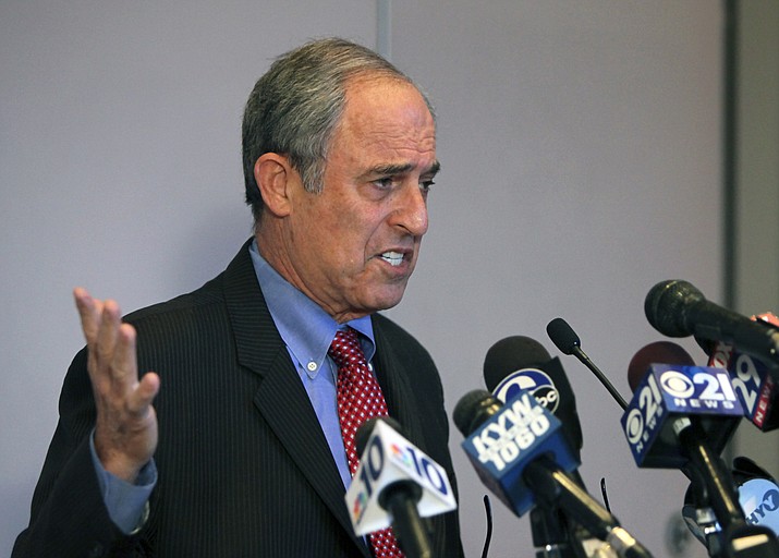 Lanny Davis, attorney for Pennsylvania Attorney General Kathleen Kane talks to members of the media during a news conference on Saturday Jan. 10, 2015, in Philadelphia. An attorney for an Arizona real estate developer who was referred to the Department of Justice for a criminal investigation by congressional Democrats wants to publicly rebut the allegations. Davis said Thursday, May 19, 2022, that Arizona developer Michael Ingram and former Trump administration Cabinet member David Bernhardt have been improperly accused of bribery by Democrats on the House Natural Resources Committee. (Joseph Kaczmarek/AP, File)