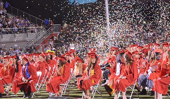 More than 230 students are expected to graduate on Friday, May 27 at 7 p.m. on Bright Field at Mingus Union High School. Here, they graduate in 2021. (VVN/file/Vyto Starinskas)