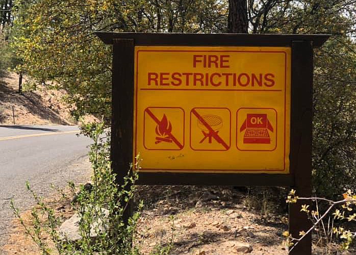 A fire restriction sign in the Prescott National Forest. (Prescott National Forest/Courtesy)